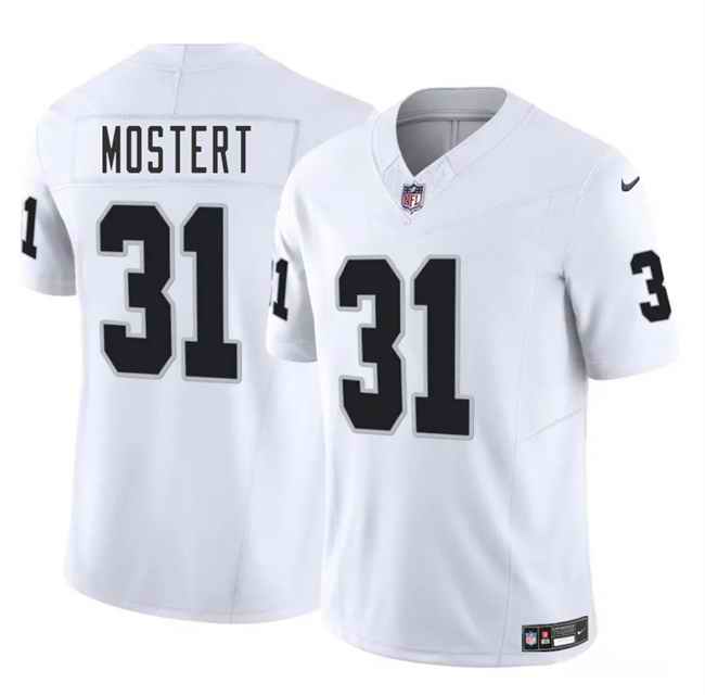 Men's Las Vegas Raiders #31 Raheem Mostert White 2025 F.U.S.E. Vapor Stitched Football Jersey